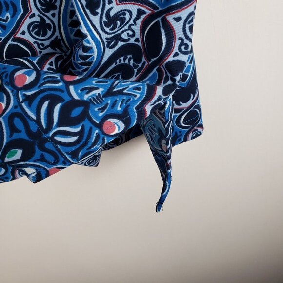 Loft Long Sleeve Shift Dress Blue Mod Retro Tile Print Size XSP XSmall Petite - Picture 4 of 9